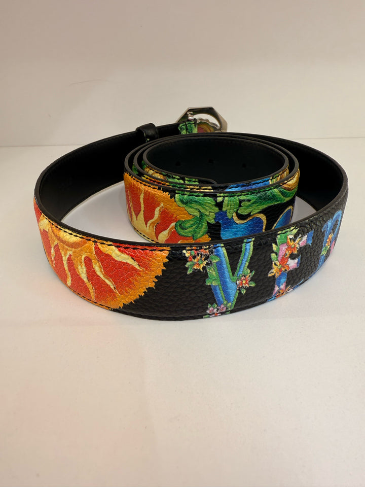 Versace Multicolor Floral Belt