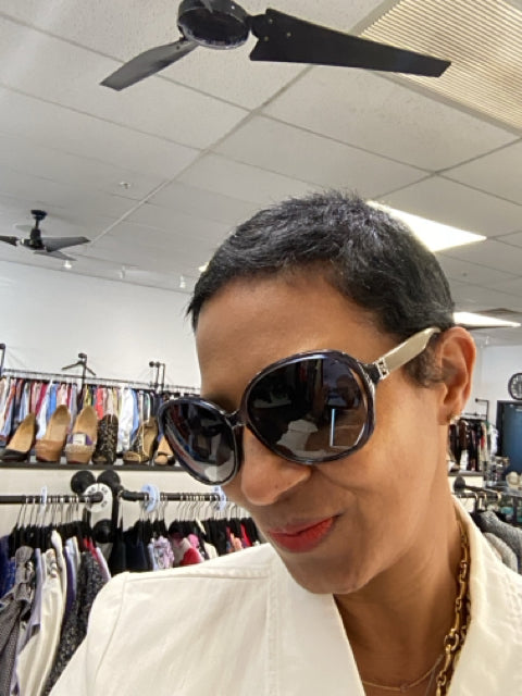 Pre Owned Fendi Acrylic Black & Brown FF 0032/F/S 7R90 in case Sunglasses