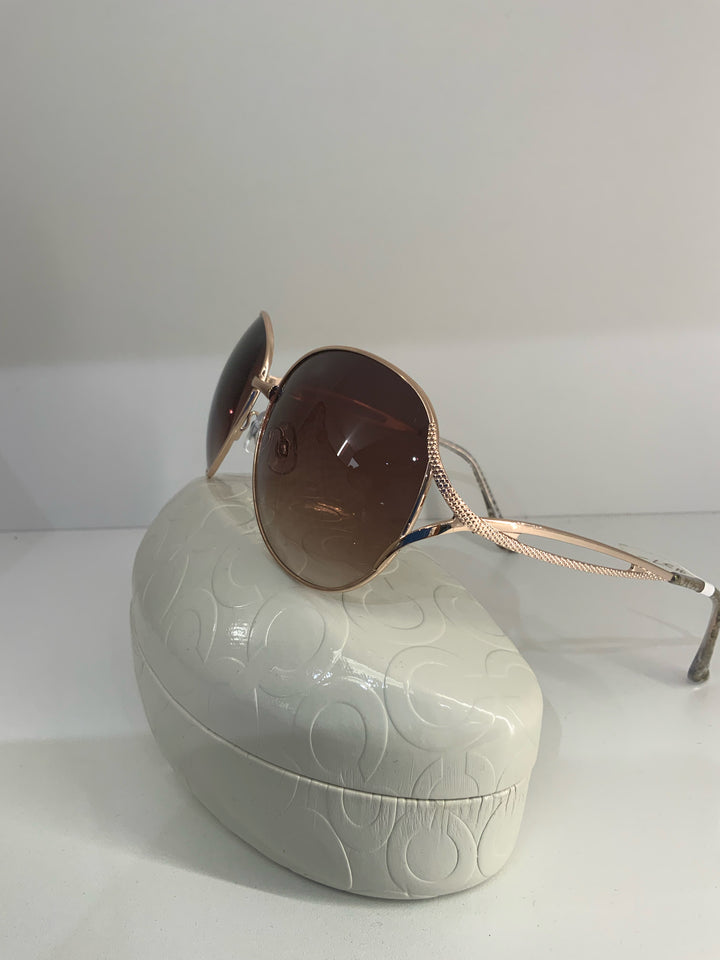 Sunglasses Round Rose w/ Gold Frame & case