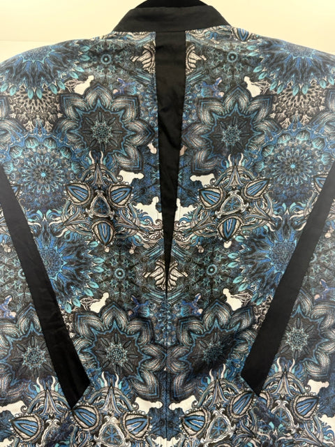 Helmut Lang Sz 10 Floral Print with Black Lapel Jacket