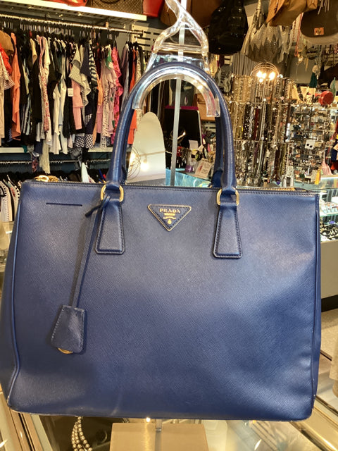 Prada Blue Saffiano Handbag Satchel