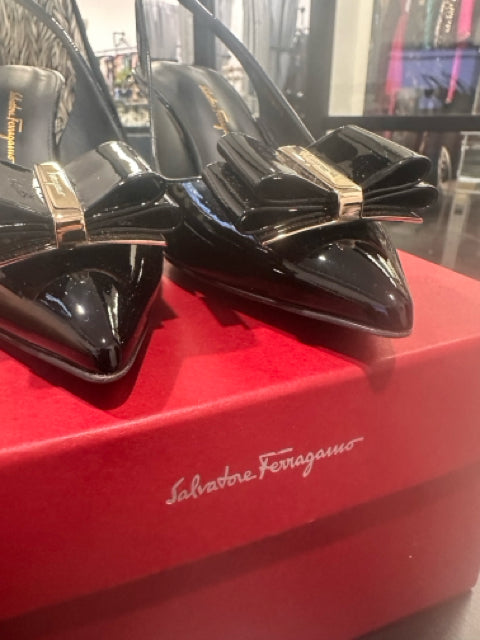 Salvatore Ferragamo Sz 6.5 Black Slingbacks Shoes