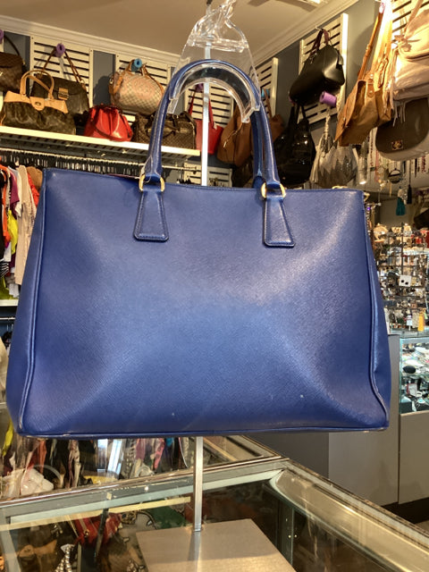 Prada Blue Saffiano Handbag Satchel