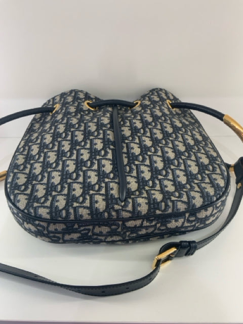 Pre Owned Christian Dior Blue Canvas Oblique Medium Nolita Bag Boutique Designer Bag