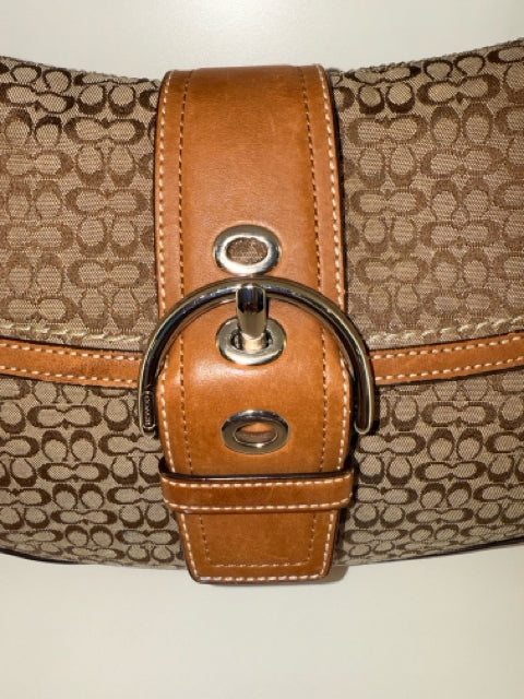 Vintage Coach Canvas Soho Flap Shoulder Bag C Monogram