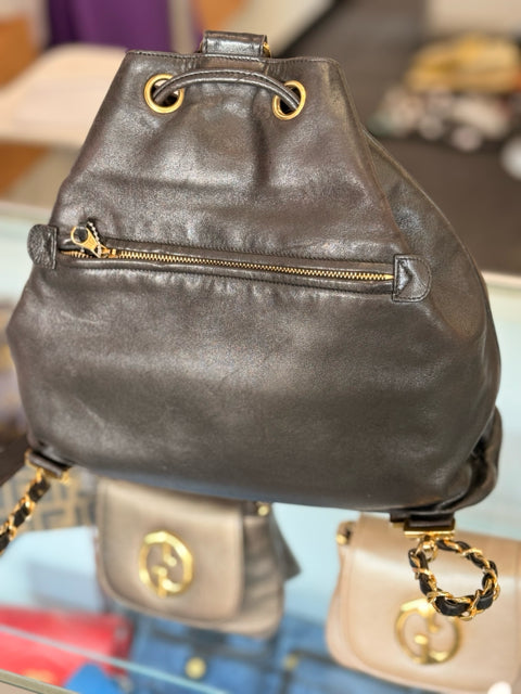 Chanel Vintage CC Backpack Gold Hardware Designer Bag