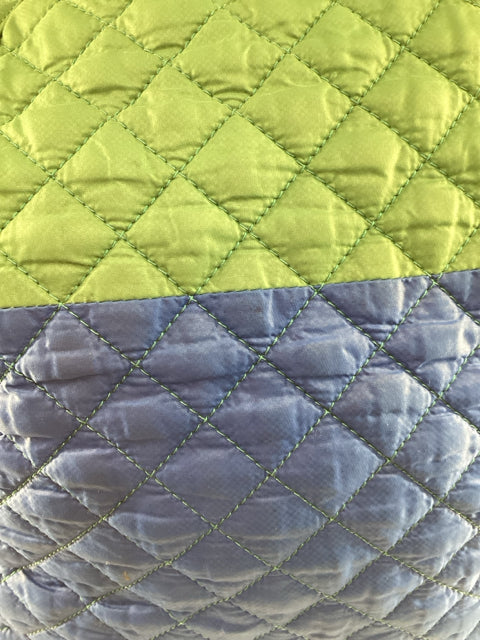 Pre Owned Mz Wallace Nylon Green/Blue X LARGE 2 Strap Quilted Tote Bag