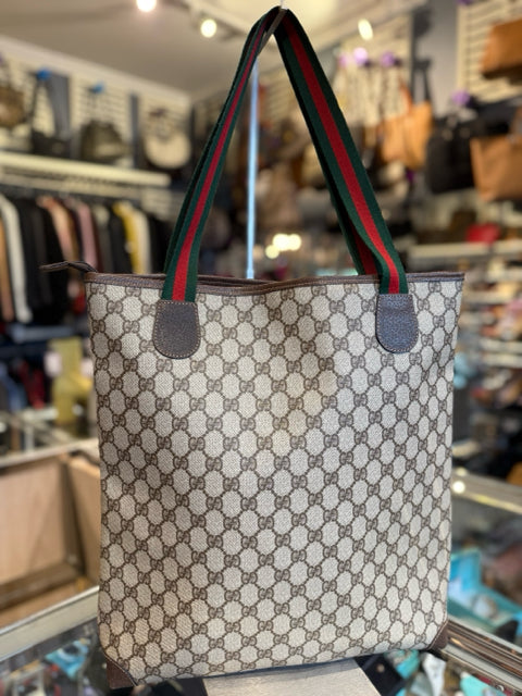 Gucci Vintage Supreme Canvas Large Shopper Tote