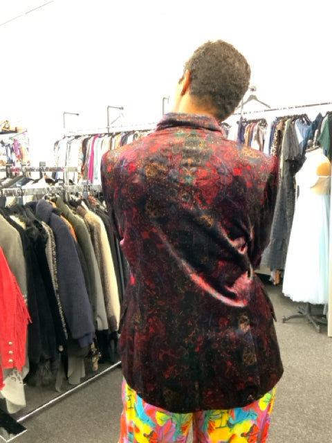 L'Agence Sz 12 Velvet Printed Blazer Jacket