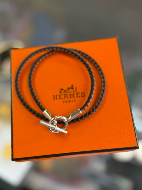 Pre Owned Hermes' Glenan Double Tour Designer Bracelet Full Set