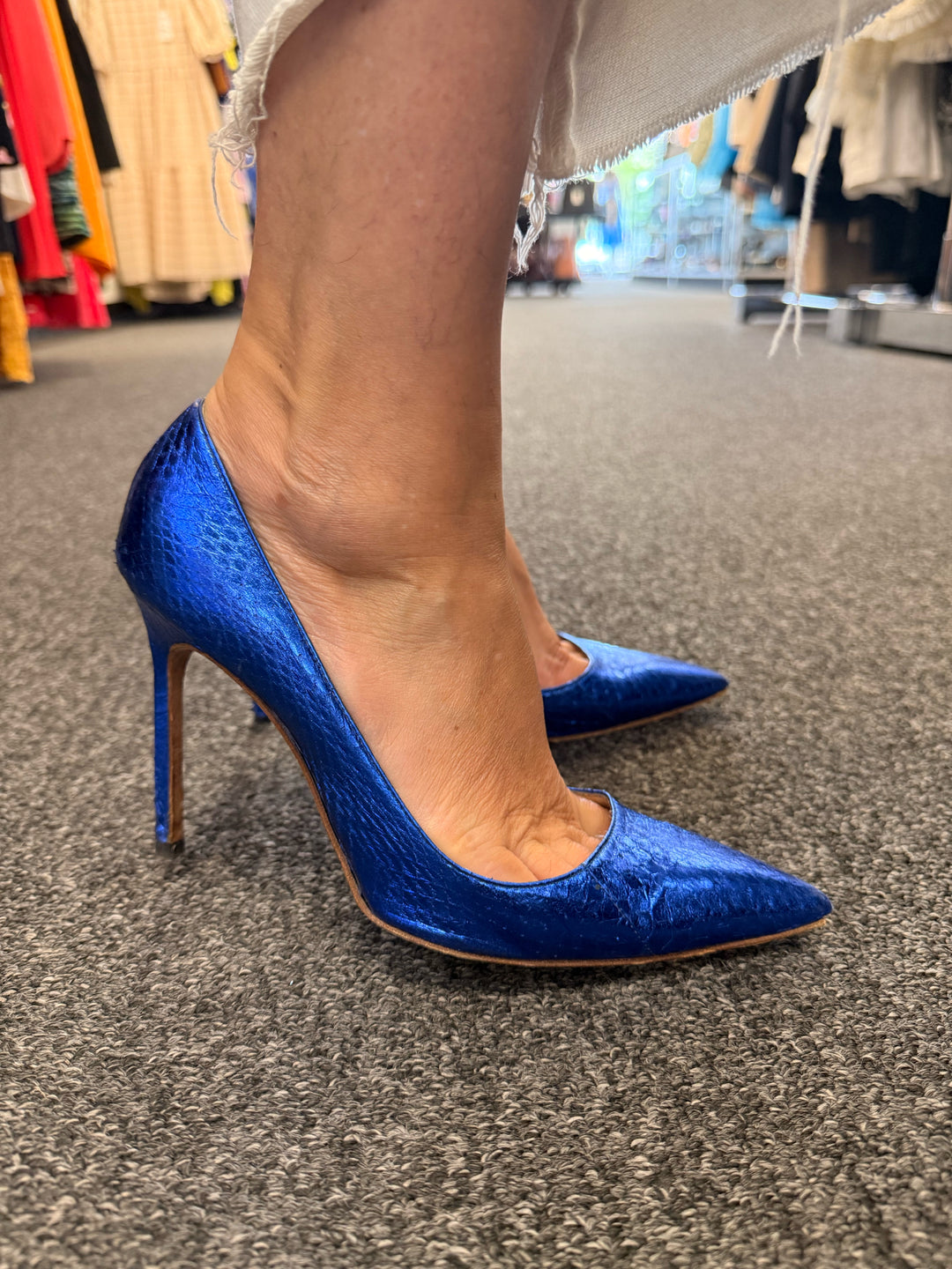 Manolo Blahnik As Is Bibi Snake Pump Sz 38.5 Shoe