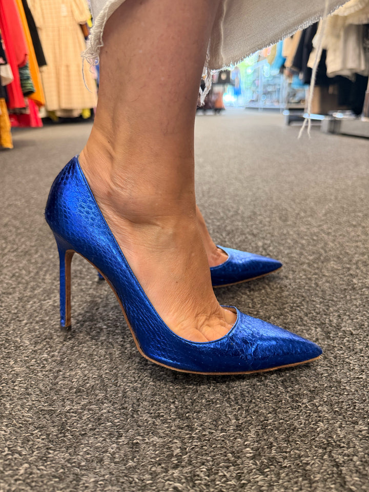 Manolo Blahnik As Is Bibi Snake Pump Sz 38.5 Shoe
