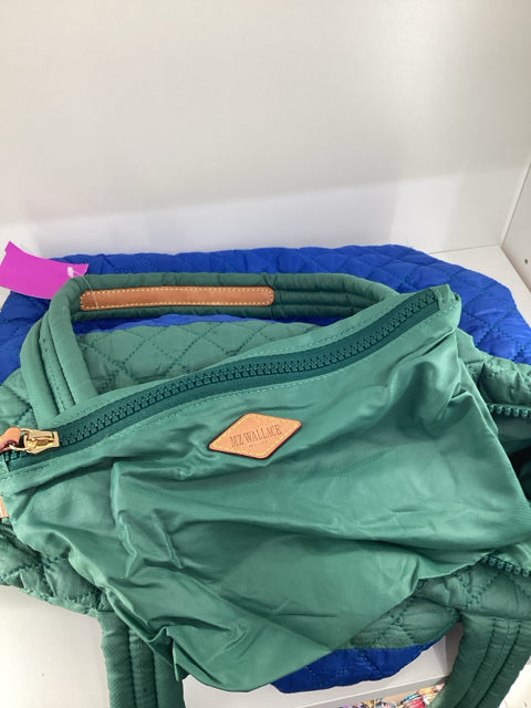 Pre Owned Mz Wallace Nylon Green/Blue X LARGE 2 Strap Quilted Tote Bag