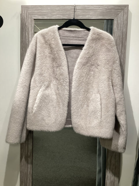 Chic Gray Faux Fur Jacket. Sz M/L