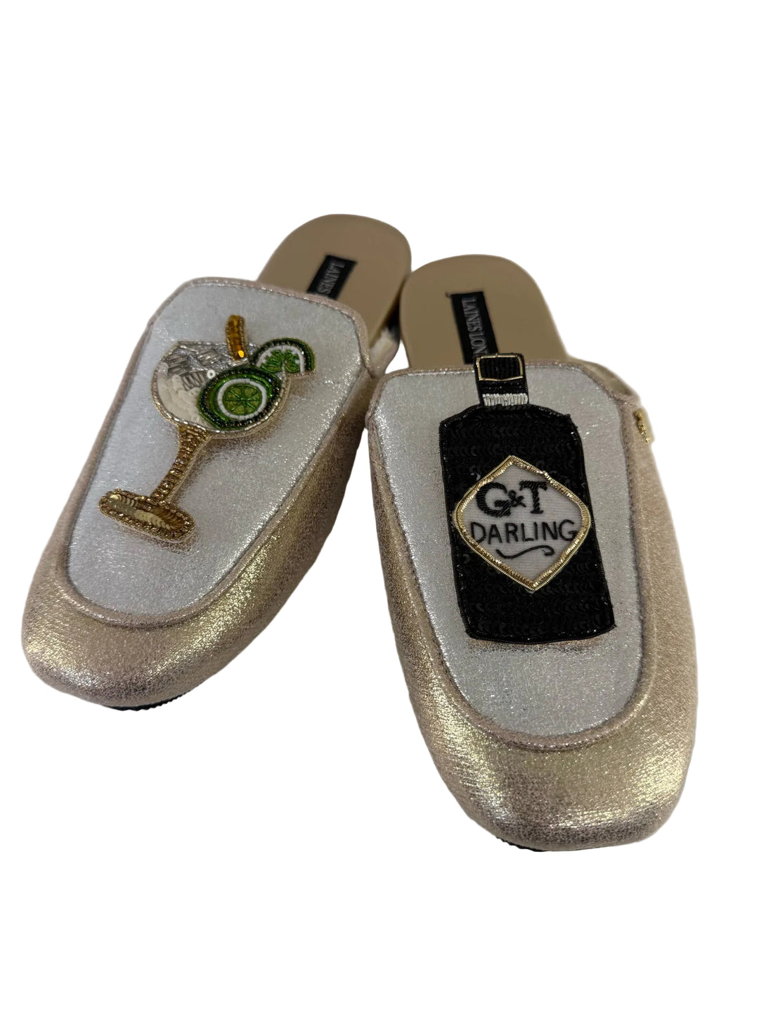 M Laines London Metallic Slippers Shoes Sz M