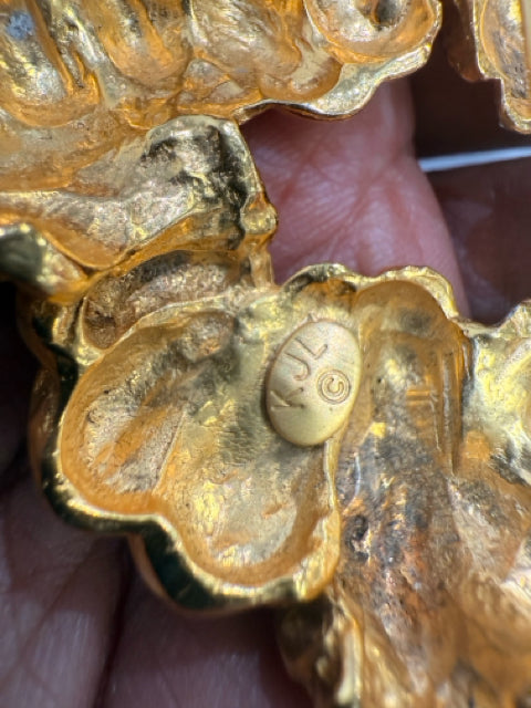 Kenneth Jay Lane Gold Vintage Ribbon Brooch