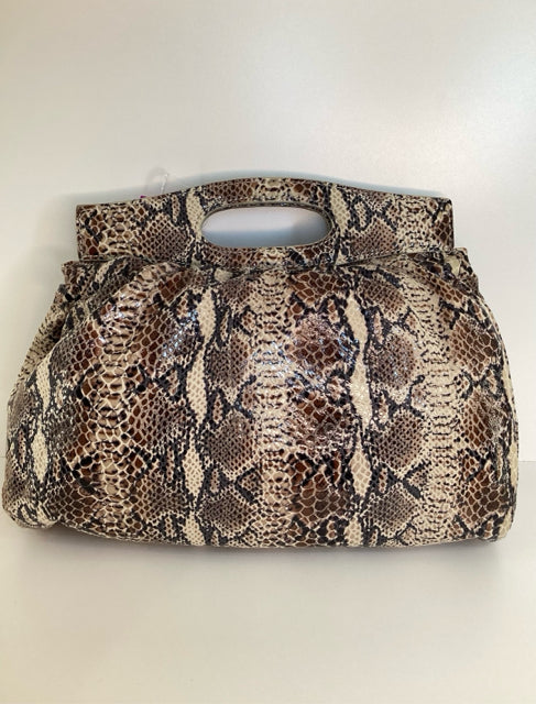 Perlina Snakeskin Print Clutch Bag