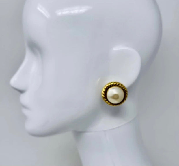 Chanel Pearl Clip On Earrings