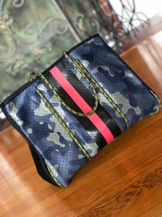 Neoprene Green Camo Orange Neon Stripe Tote