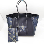 Neoprene Green Camo w Star Tote