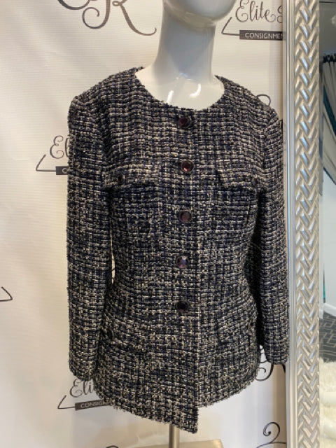 Chanel Jacket Navy Tweed Sz 40 Jacket