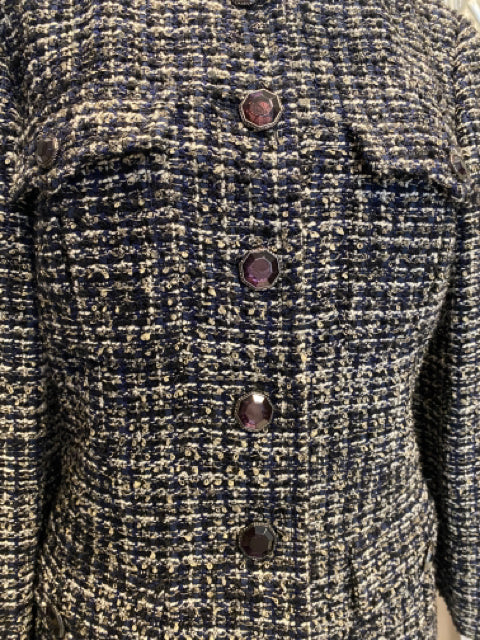 Chanel Jacket Navy Tweed Sz 40 Jacket