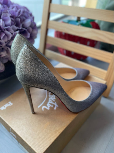 Christian Louboutin Pigalle Follies 100 Glitter Mini Degrade Sz 40