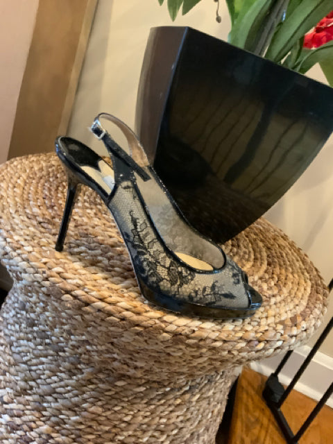 Jimmy Choo As Is Nova Black Lace Sz 38 Shoe