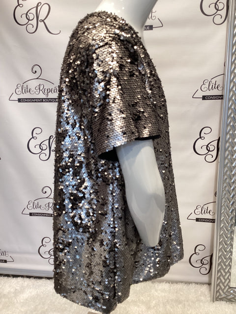 zara silver sequin top