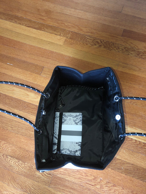 Neoprene Gray Python Print Tote
