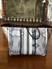 Neoprene Gray Python Print Tote