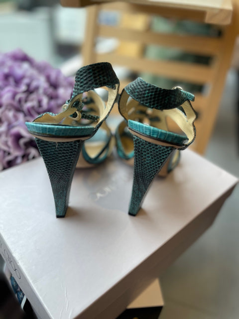 Jimmy Choo Lizard Open Toe Sz 39.5 Shoe