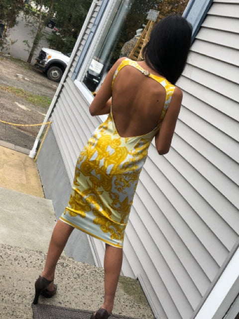Vintage Versace Baroque Print Dress sz 38