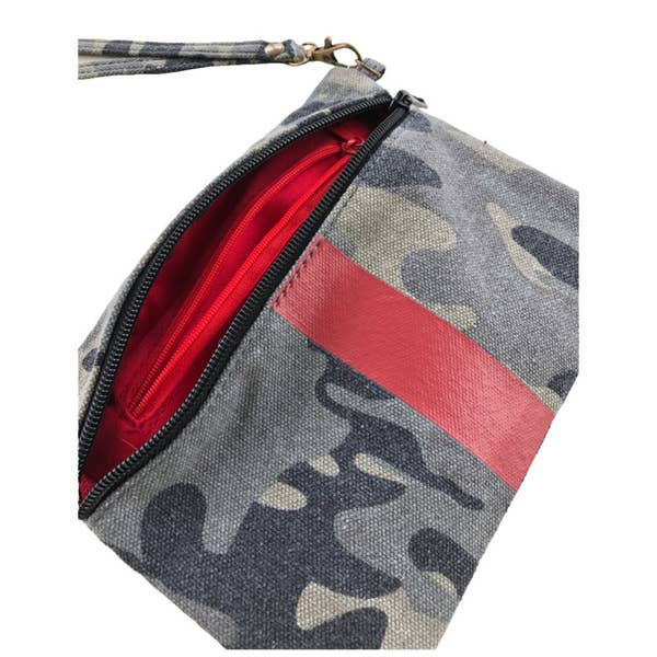 Camo w/ Red Stripe Wristlet