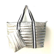 SIlver Puffer Tote 3 pc Set