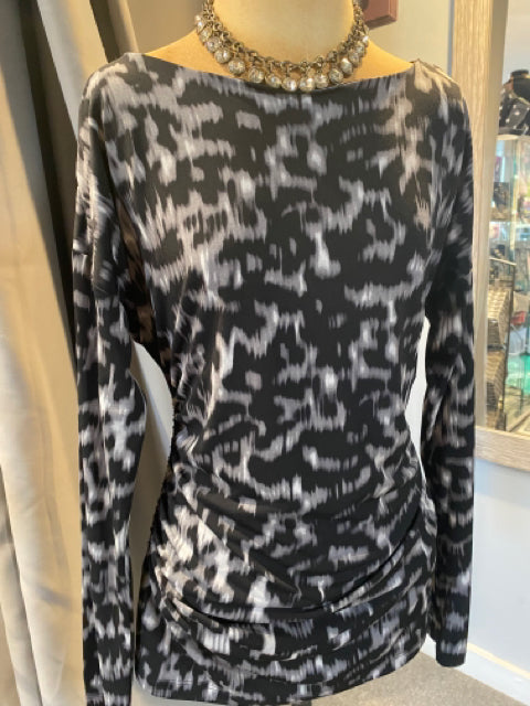 Vince Camuto Black And White Print Sz L Top