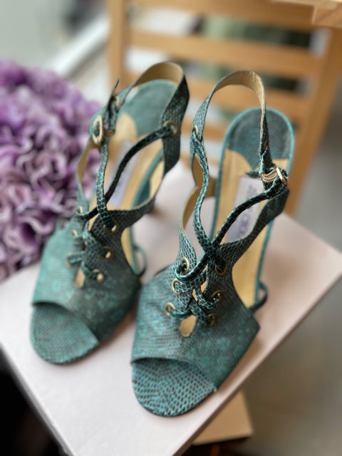 Jimmy Choo Lizard Open Toe Sz 39.5 Shoe