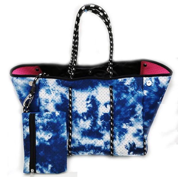 Neoprene Blue Tie Dye Tote