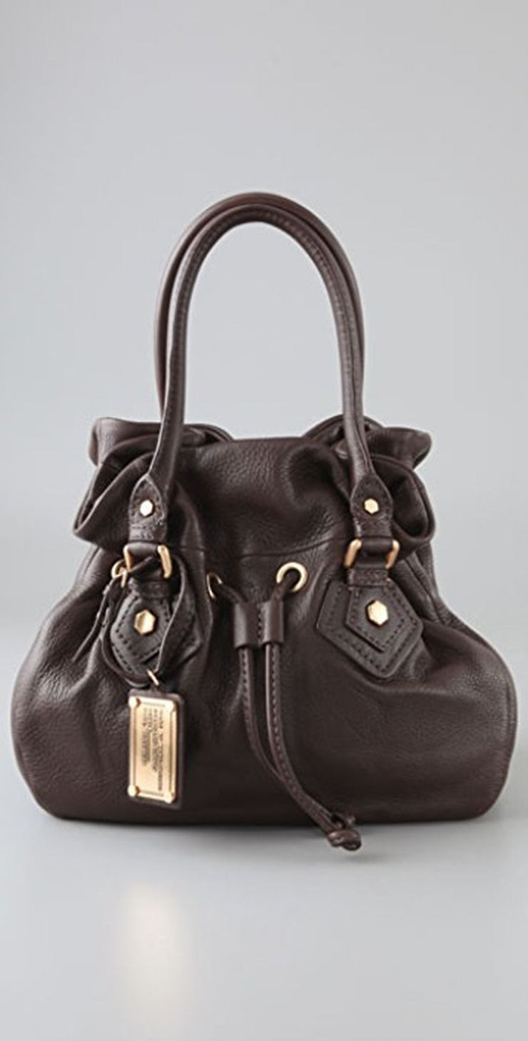 Marc By Marc Jacobs Classic Q Drawstringy Leather Bag NWT Brown Satchel Cross