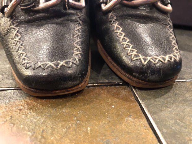Prada Leather Box Toe Flat Sz 38 Shoe