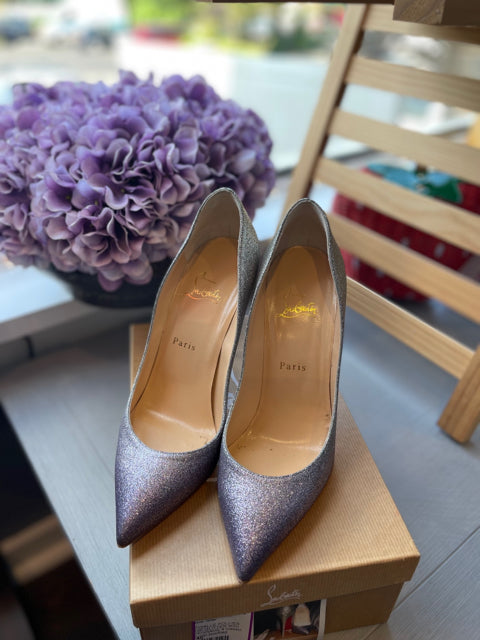 Christian Louboutin Pigalle Follies 100 Glitter Mini Degrade Sz 40