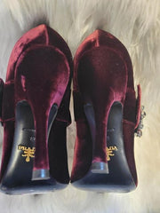 Prada Velvet Mary Jane Brooch Pump Shoe Sz 8