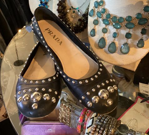 Prada Sz 39 Stud Ballet Flats