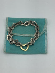 Tiffany Heart Link Chain Sterling Silver & 18K Gold Bracelet