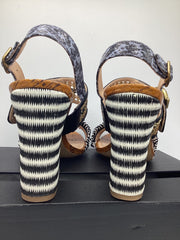 Coach Sz 8.5 Robin C Buckle Raffia Slingback Sandal Shoe