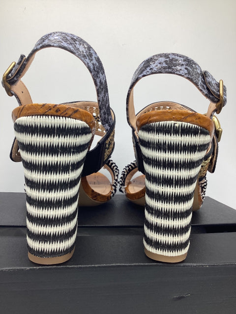 Coach Sz 8.5 Robin C Buckle Raffia Slingback Sandal Shoe