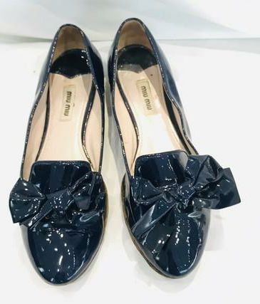 Miu Miu Bow Flat Sz 39 Patent Leather