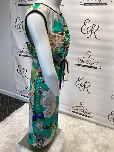 Roberto Cavalli Green Floral Print Sz 44 Dress