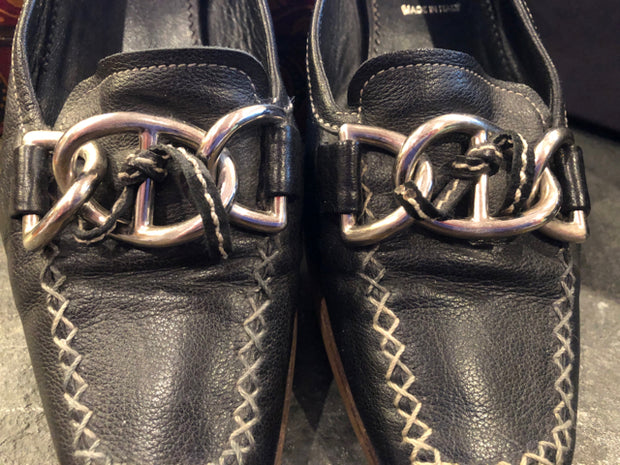 Prada Leather Box Toe Flat Sz 38 Shoe