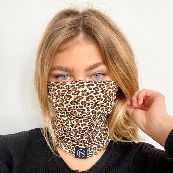 Leopard Messy Bun Peek a Boo Beanie / Face Covering